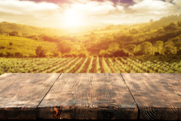 Canvas Print - desk space and vineyard 