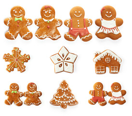 Canvas Print - Christmas gingerbread cookie set