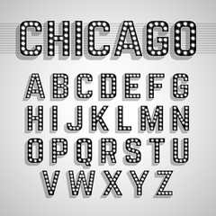 Broadway lights style light bulb alphabet