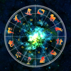 Wall Mural - astrology chart with all zodiac signs