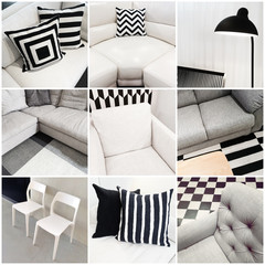 Interiors with black and white furniture