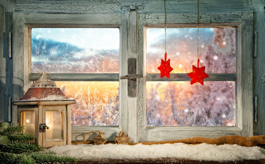 Wall Mural - Atmospheric Christmas window sill decoration