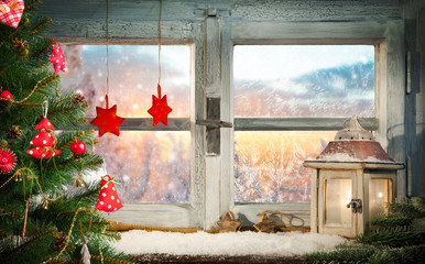 Wall Mural - Atmospheric Christmas window sill decoration