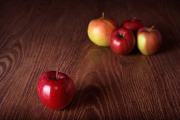 Wall Mural - Ripe apples on wooden background