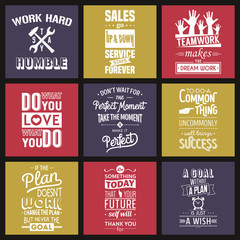 Set of vintage business motivation typographic quotes. 