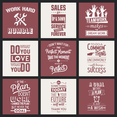 Set of vintage business motivation typographic quotes. 