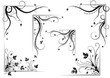 set of six Floral frame corners. vector illustration