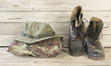 Military Caps,military Boots And Military Shirt