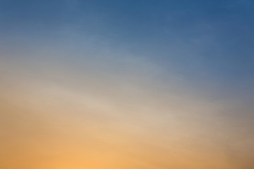 colorful clear sky background, blue and orange sunset sky