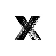 Letter X Hand Drawn With Dry Brush. Lowercase