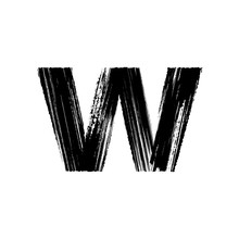 Letter W Hand Drawn With Dry Brush. Lowercase