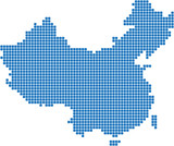 Fototapeta Mapy - Blue square round edge China map on white background, vector illustration.