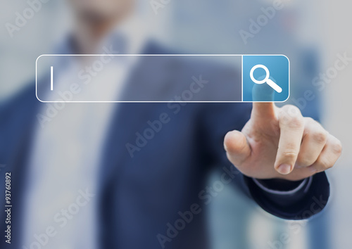 Cuadros en Lienzo Search button on virtual screen pressed with finger