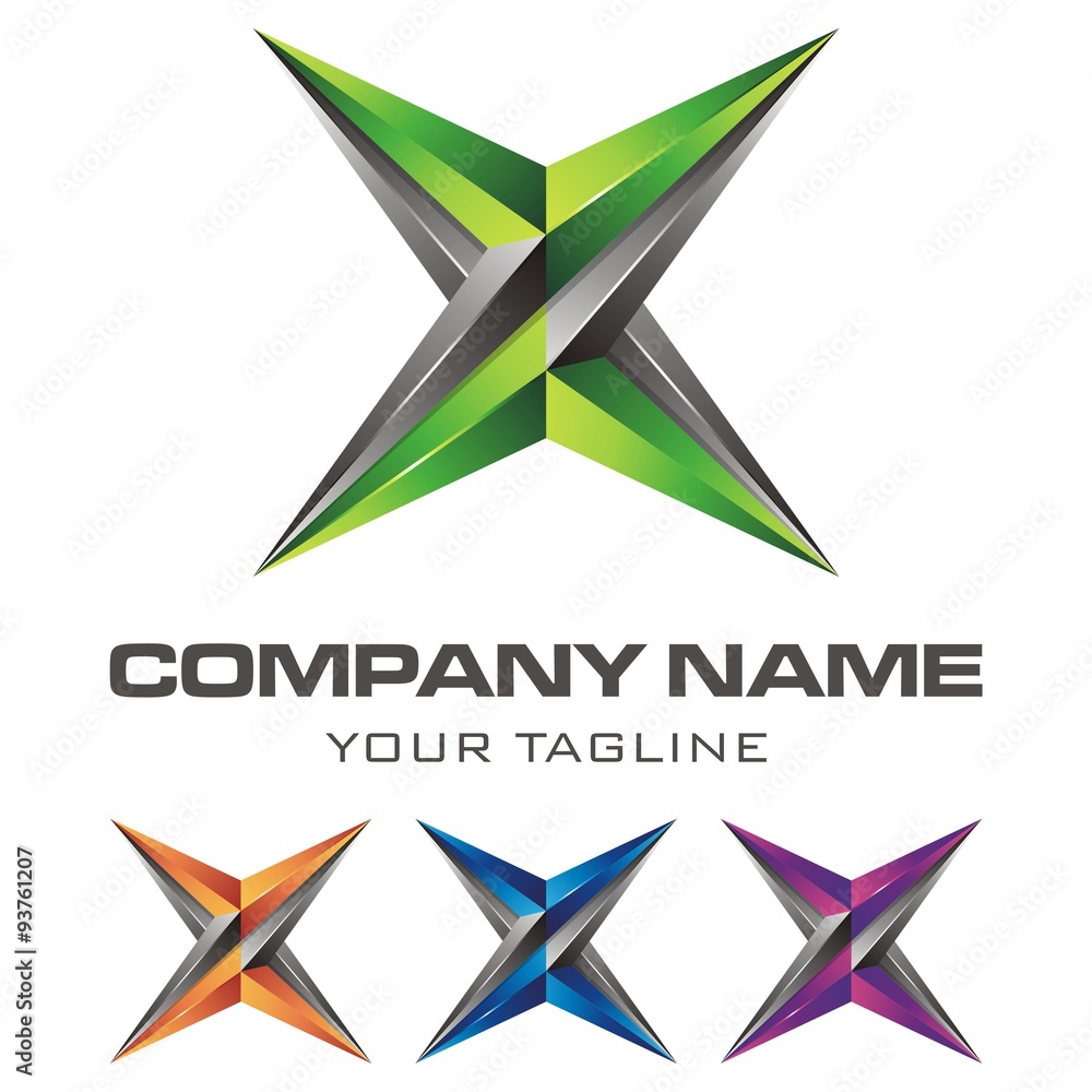Letter X Logo. creative letter 3d logo template, initial x company name  Stock Vector | Adobe Stock, image size:1000x1000