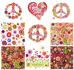 Canvas Print - Hippie backgrounds and design elements