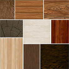 Set  Different Wood Textures . Seamless. Vector Backgrounds. Brown White Beige. Boards.