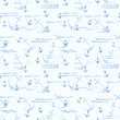 © inna72 - Seamless pattern. Anchor and blue lines. Watercolor illustration.