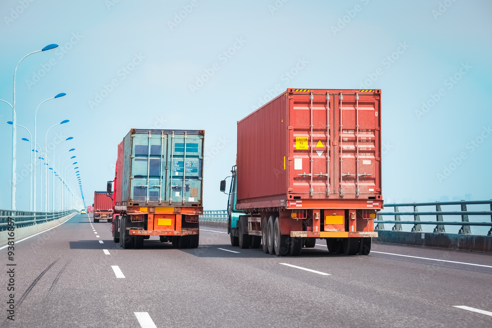 container truck on the bridge