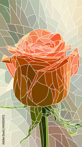 Naklejka - mata magnetyczna na lodówkę Vector illustration of flower red rose.