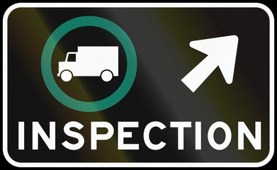 Wall Mural - Regulatory road sign in Quebec, Canada - Truck inspection on the right