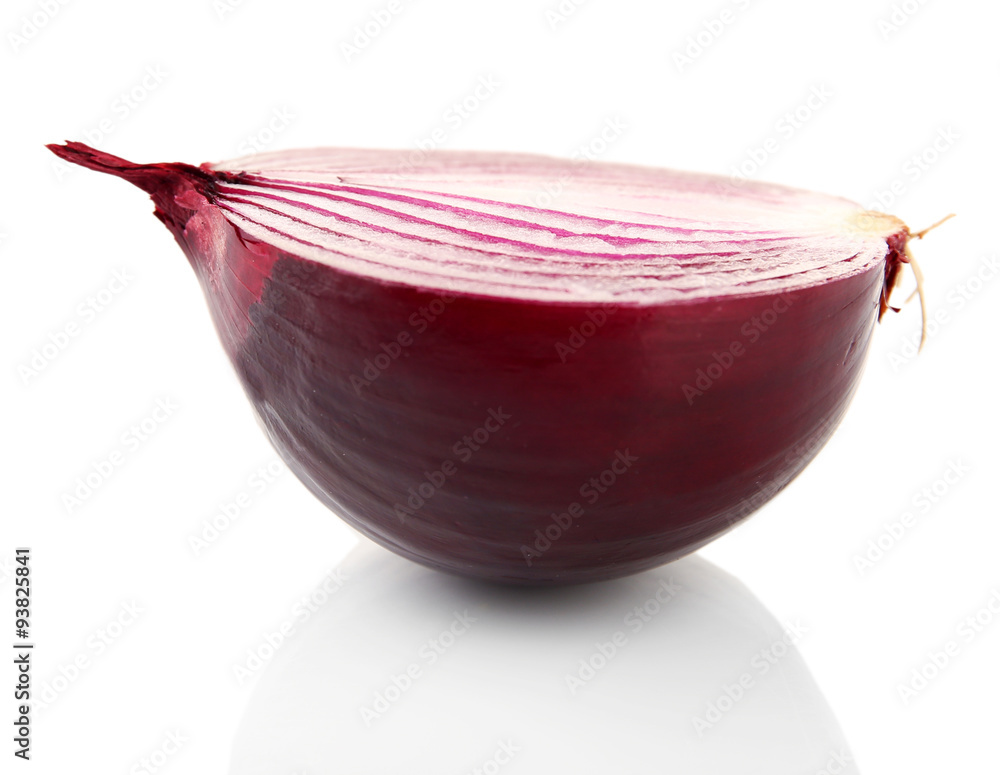 Half of red onion isolated on white
