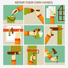 Repair their own hands. Set of home remodeling