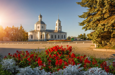 Wall Mural - Храм Троицы с цветами Trinity Temple with flow