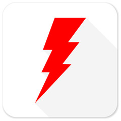 Poster - bolt red flat icon with long shadow on white background