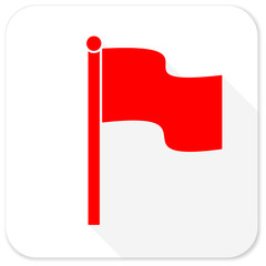 Aufkleber - flag red flat icon with long shadow on white background
