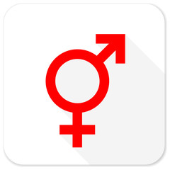 Poster - sex red flat icon with long shadow on white background