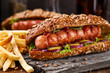 Barbecue grilled hot dog 