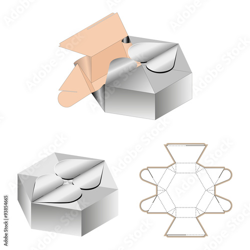Gift Box Packaging Template White Cardboard Heart Shaped Opening Gift Box Packaging Template White Cardboard Heart Shaped Opening Carry Bag Isolated On Background Stamping Ready For Your Design