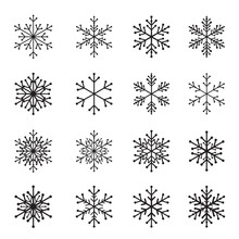 Collection Of Black Snowflakes.