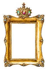 Wall Mural - Golden picture frame decorated with gemstones