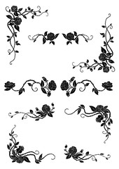 Wall Mural - floral borders with blooming rose flowers