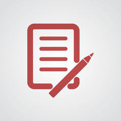 Wall Mural - Flat red Pen And Paper icon