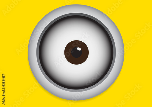 Fotografía Eye on yellow background. Vector illustration.