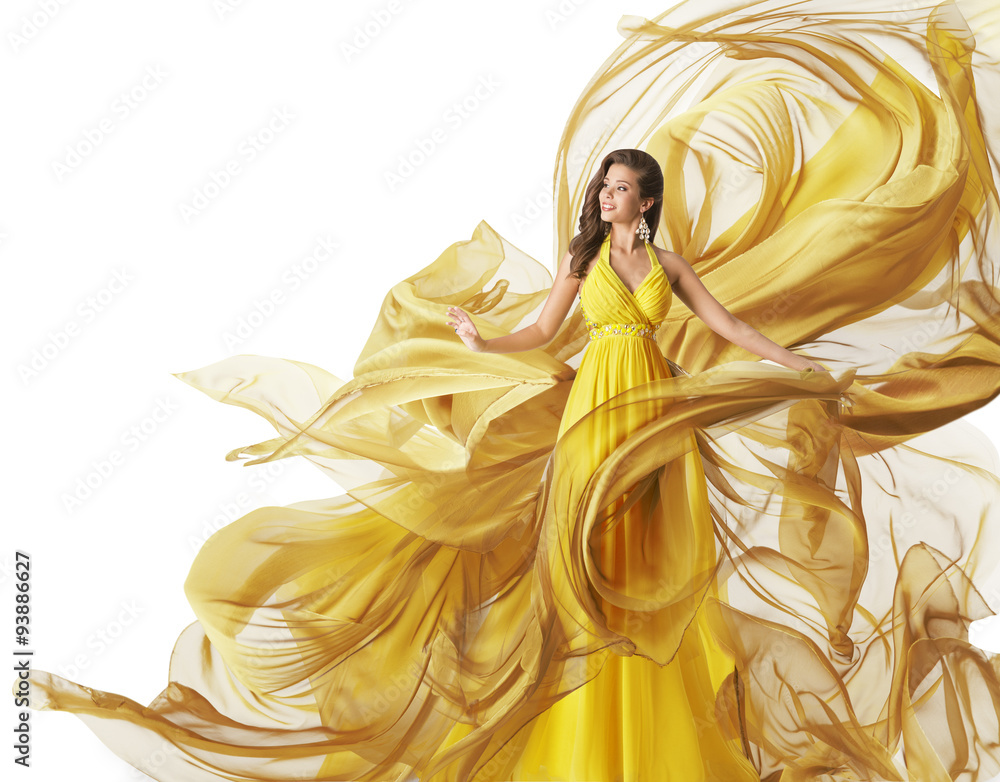 fashion flowing dress Fashion Model Dress, Woman in Flowing Fabric Gown, Clothes Flow Stock Photo