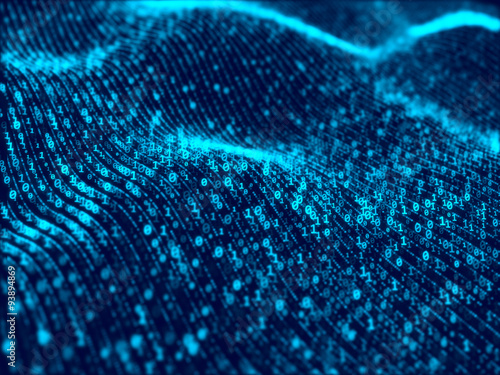 Fotografía Waves of digital information concept - binare code background