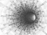 Fototapeta Perspektywa 3d - Digital 3d illustration, white bent tunnel