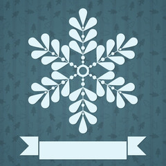 Wall Mural - Winter snowflake design with ribbon