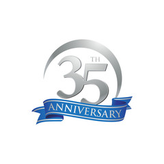 Wall Mural - 35th anniversary ring logo blue ribbon