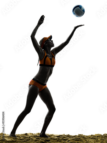 Fotomural Playa de la mujer del jugador de voleibol de la silueta