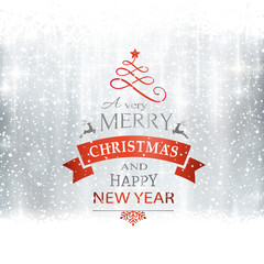 Sticker - Silver Merry Christmas typography card