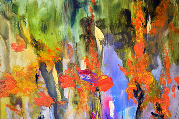  Orange Lilia, the Turkish Lilia, abstract flowers, palette knife, oil on canvas