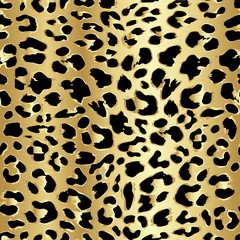 Leopard seamless pattern design in luxury gold color, vector background