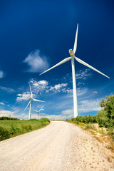 Green renewable energy concept - wind generator turbines in