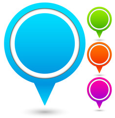 Aufkleber - Bright, colorful map marker, map pin vector in 4 colors.