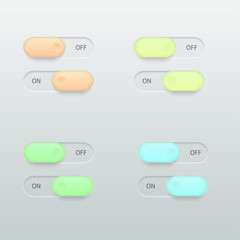 Wall Mural - vector modern glossy colorful on off switch set
