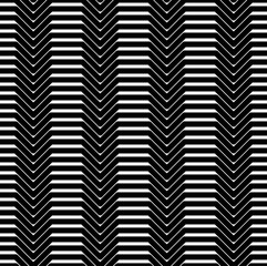 Leinwandbilder - Black and white horizontal zigzag lines abstract pattern. Seamle